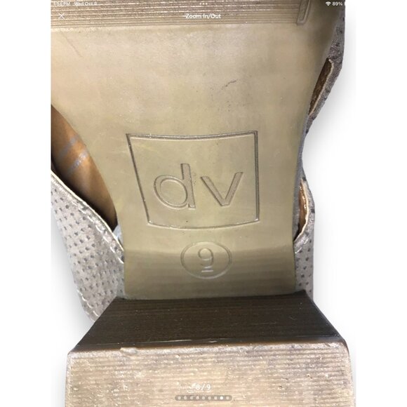 DV Womens Closed Toe Mule Heels Size 9 Tan Perforated Textile Block Heels - Picture 3 of 8